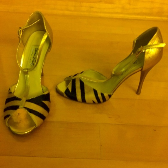Comme iI Faut Argentine Tango Zebra Gold Gatsby Dance pARTy Stunning Stilettos - Picture 7 of 14